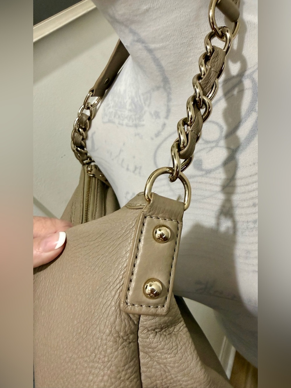 KATE SPADE Leather Hobo Shoulder Chain Strap Bag, Beige/Tan/Taupe - Picture 11 of 14